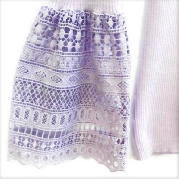 NEW Asos Lilac Knit Sweater Pullover V Neck Fluted Lace Sleeve Cuffs M - Picture 4 of 8